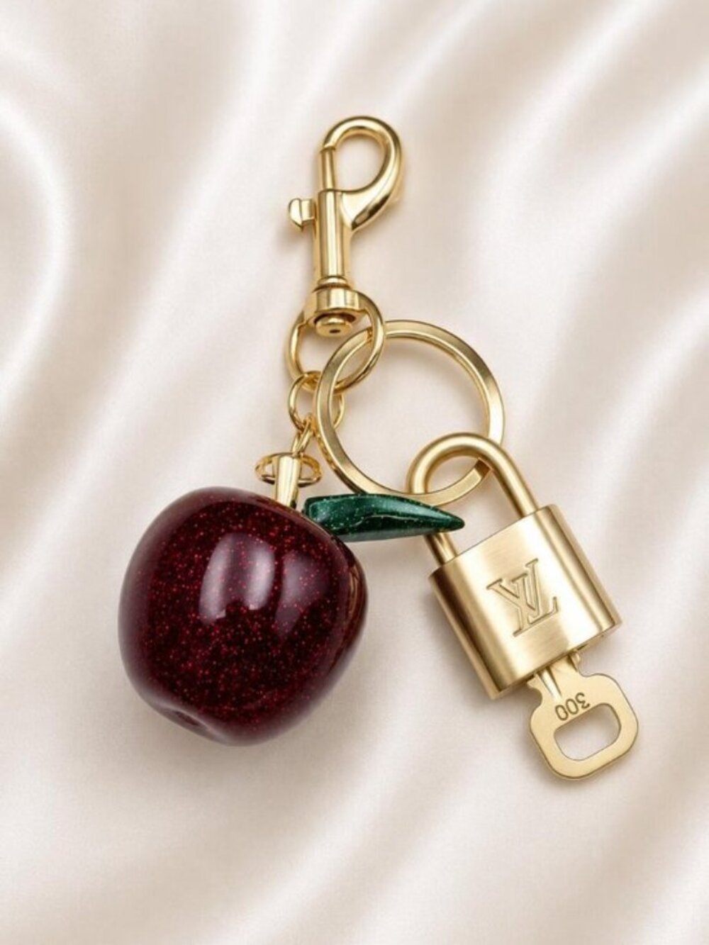 Louis Vuitton Gold Padlock 🔑 Authentic LV Unbranded Apple Keychain Bag Charm